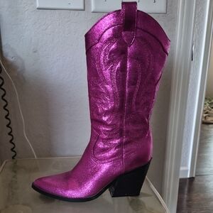 Nine West Shimmering Pink Heeled Boots